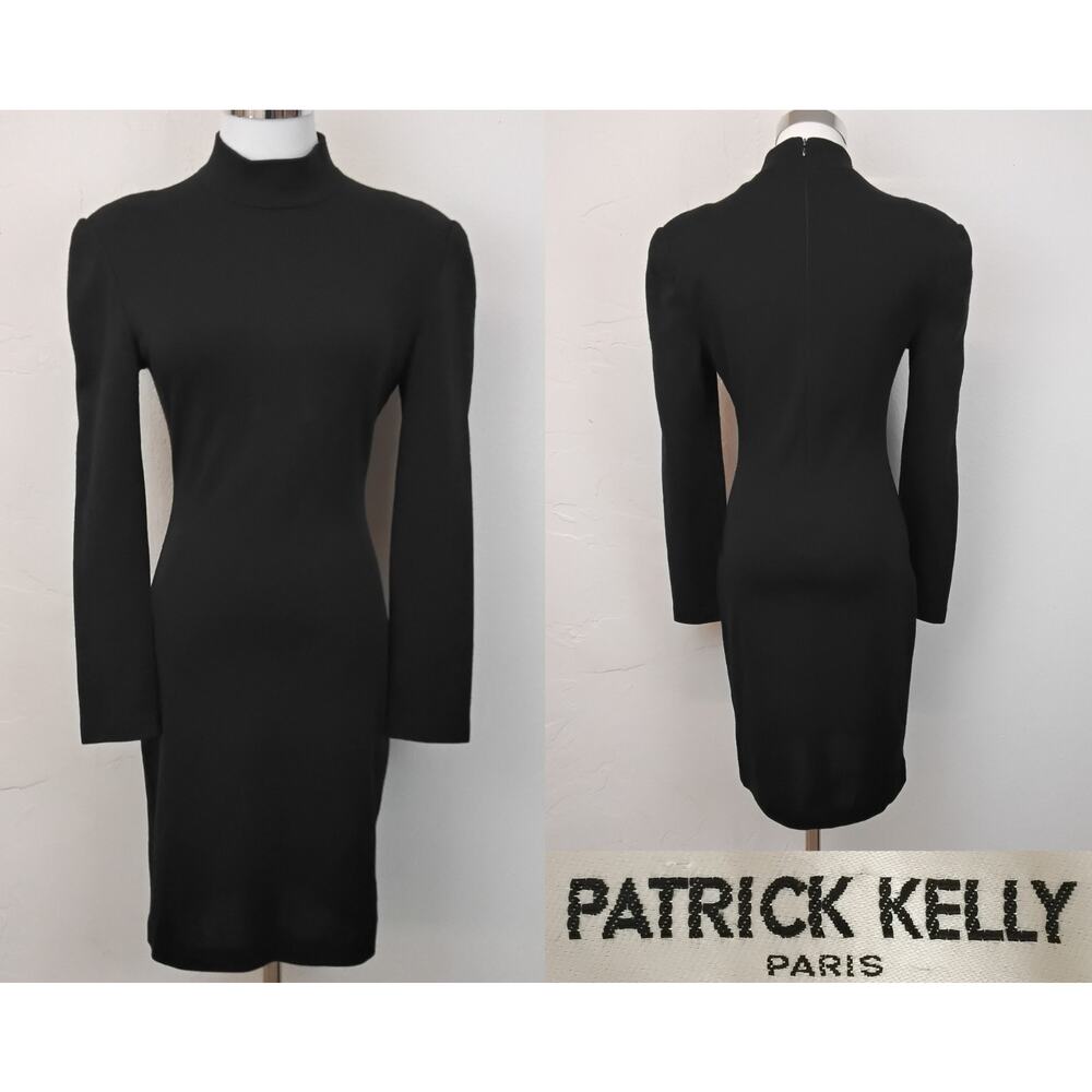 Vintage Patrick Kelly Sweater Dress Women's 38 Black Long Sleeve#J3131